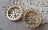 Accessories - 2 Pcs Matte Gold Tone Brass Filigree Round Base Settings Match 25mm Cameo  A7166