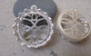 Accessories - 2 Pcs Matte Silver Tone Brass Filigree Round Base Settings Match 25mm Cameo  A7164
