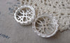 Accessories - 2 Pcs Matte Silver Tone Brass Filigree Round Base Settings Match 25mm Cameo  A7164