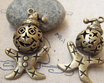 Accessories - 2 Pcs Of Antique Bronze 3D Clown Pendant 25x45mm A3113