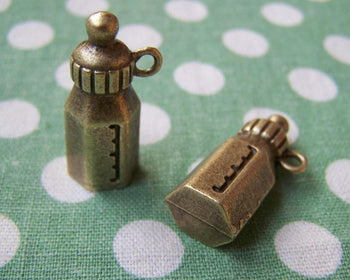 Accessories - 2 Pcs Of Antique Bronze Baby Bottle Pendants 10x29mm A4145