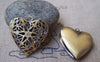 Accessories - 2 Pcs Of Antique Bronze Brass Filigree Heart Photo Locket Charms 25mm A3549