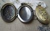 Accessories - 2 Pcs Of Antique Bronze Brass Flower Oval Photo Locket Charms 26x37mm  A3648