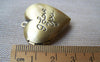 Accessories - 2 Pcs Of Antique Bronze Brass I Love You Heart Photo Locket Pendants 27x29mm A3567
