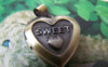 Accessories - 2 Pcs Of Antique Bronze Brass Sweet Heart Photo Locket Pendants 19x21mm A4332