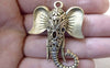 Accessories - 2 Pcs Of Antique Bronze Filigree 3D Elephant Pendants 35x46mm A6485