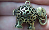 Accessories - 2 Pcs Of Antique Bronze Filigree Elephant Pendants Charms 21x33mm A1811