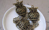 Accessories - 2 Pcs Of Antique Bronze Huge Filigree 3D Owl Pendants  25x51mm A2239