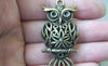 Accessories - 2 Pcs Of Antique Bronze Huge Filigree 3D Owl Pendants  25x51mm A2239