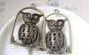 Accessories - 2 Pcs Of Antique Bronze Huge Filigree 3D Owl Pendants  29x46mm A2904