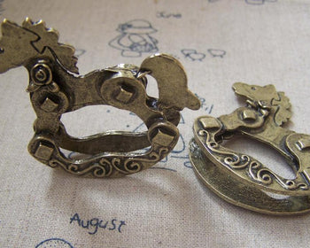 Accessories - 2 Pcs Of Antique Bronze Huge Rocking Horse Pendants 50x50mm A2230