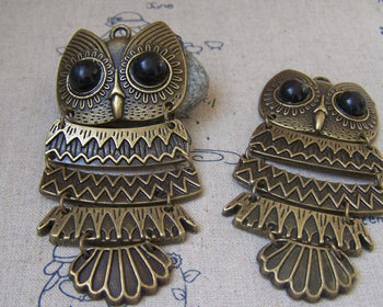 Accessories - 2 Pcs Of Antique Bronze Owl Pendants In Five Parts 40x92mm A2235