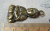 Accessories - 2 Pcs Of Antique Bronze Sitting Buddha Charms 24x34mm A2497