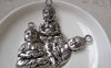 Accessories - 2 Pcs Of Antique Silver Sitting Buddha Charms Pendants 24x39mm A6879