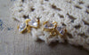 Accessories - 2 Pcs Of Gold Tone Brass Bow Tie White Zircon Connectors 6x10mm A4992