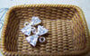 Accessories - 2 Pcs Of Silver Tone Brass Bow Tie White Zircon Connectors 6x10mm A4991