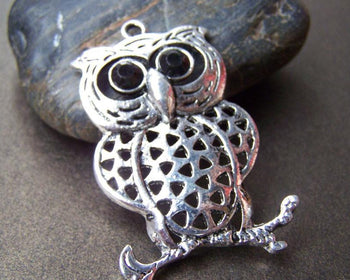 Accessories - 2 Pcs Of Tibetan Silver Antique Silver Owl Pendants 33x50mm A1841