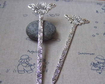 Accessories - 2 Pcs Of Tibetan Silver Round Flower Bookmarks 131mm A4922