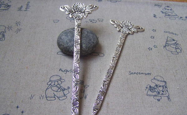 Accessories - 2 Pcs Of Tibetan Silver Round Flower Bookmarks 131mm A4922