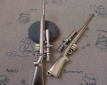 Accessories - 2 Pcs Silver Sniper Gun Rifle Pendants Charms  27x120mm A7486