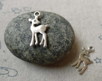 Accessories - 20 Flat Deer Charms Antique Silver Deer Pendants  10x17mm A6528