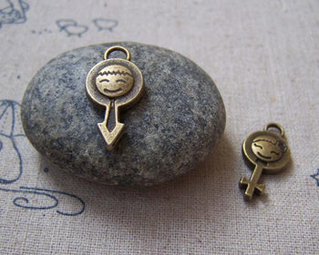 Accessories - 20 Pcs (10 Pairs) Antique Bronze Boy And Girl Gender Symbol Charms 11x23mm A5057