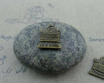 Accessories - 20 Pcs Antique Bronze Bead Silk Cord Reel Charms 10x11mm A3437