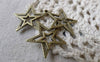 Accessories - 20 Pcs Antique Bronze Double Star Charms 21x23mm  A6746