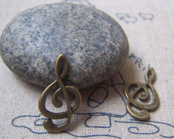 Accessories - 20 Pcs Antique Bronze Treble Clef Music Note Charms  12x23mm A4860