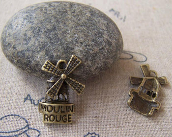 Accessories - 20 Pcs Antique Bronze Windmill Charms Pendants 13x20mm A5229