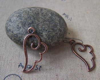 Accessories - 20 Pcs Antique Copper Angel Wing Frame Charms 14x27mm A5361