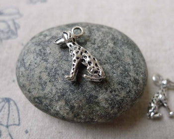Accessories - 20 Pcs Antique Silver Dalmatian Dog Charms 10x17mm A6723