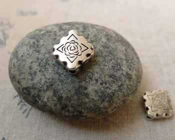 Accessories - 20 Pcs Antique Silver Diamond Shape Rondelle Beads 11x12mm  A6228