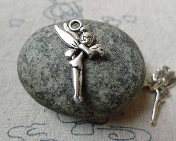 Accessories - 20 Pcs Antique Silver Fairy Charms 16x25mm Double Sided  A6569