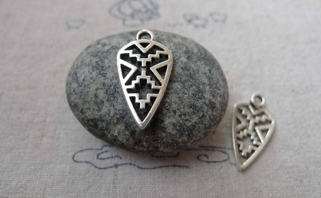 Accessories - 20 Pcs Antique Silver Filigree Abstract Arrow Symbol Connectors Charms 13x21mm A6694