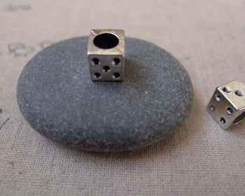 Accessories - 20 Pcs Antique Silver Gambling Dice Cube Beads 7mm A7498