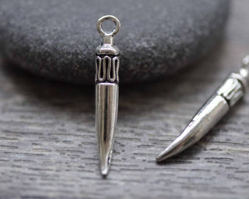 Accessories - 20 Pcs Antique Silver Horn Charms Pendants 26mm A7797