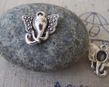 Accessories - 20 Pcs Antique Silver Ivory Elephant Charms 15x16mm A595