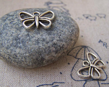 Accessories - 20 Pcs Antique Silver Pewter Butterfly Frame Charms 11x16mm A788