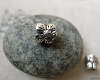 Accessories - 20 Pcs Antique Silver Plum Flower Spacer Beads 8x8mm A5835