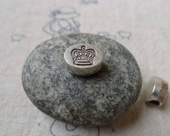 Accessories - 20 Pcs Antique Silver  Rondelle Crown Spacer Beads 9x11mm A6642