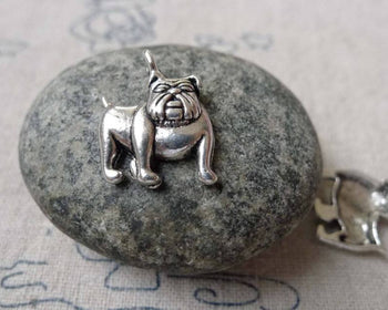 Accessories - 20 Pcs Antique Silver Shar Pei Dog Charms 12x17mm  A6852