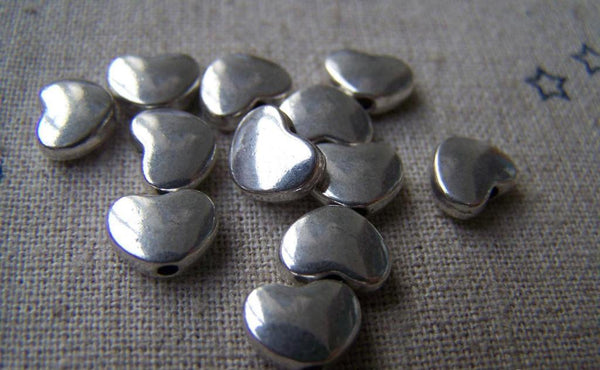 Accessories - 20 Pcs Antique Silver Smooth Rondelle Heart Beads 6x8mm A907