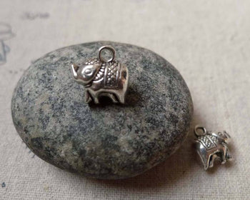 Accessories - 20 Pcs Antique Silver Tiny 3D Elephant Charms 8x11mm A6421
