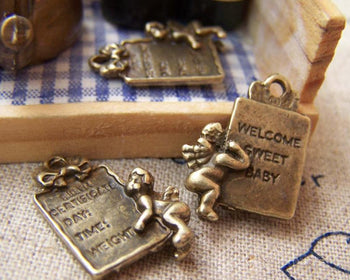 Accessories - 20 Pcs Baby Birth Angel Pendants Retro Charms 15x20mm A1959