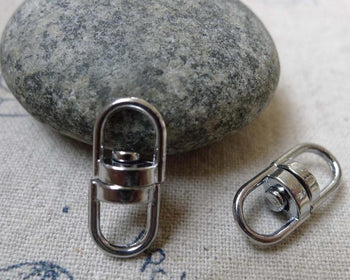 Accessories - 20 Pcs Chrome Color Swivel Key Ring Connectors Double Loops 8x19mm A6115