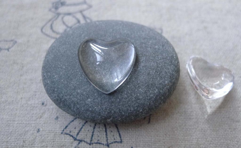 Accessories - 20 Pcs Crystal Glass Heart Cabochon Dome Cameo 16mm A7733