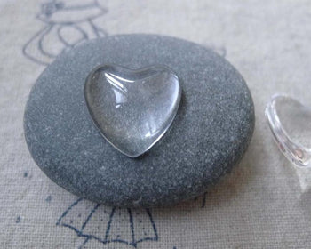 Accessories - 20 Pcs Crystal Glass Heart Cabochon Dome Cameo 16mm A7733