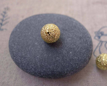 Accessories - 20 Pcs Gold Plated Sand Star Dust Beads Texured Beads  8mm A7379