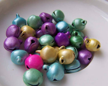Accessories - 20 Pcs Metal Bell Painted Jingle Bell Charms Mixed Color 8mm A3858